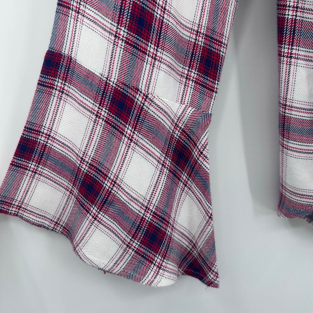 Draper James Plaid Button Front Blouse Red White Blue Size 10 Classic Preppy - Picture 6 of 12
